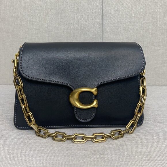 NEW Coach Chain Tabby Shoulder Bag 30 - Black with Gold Hardware - Picture 2 of 9